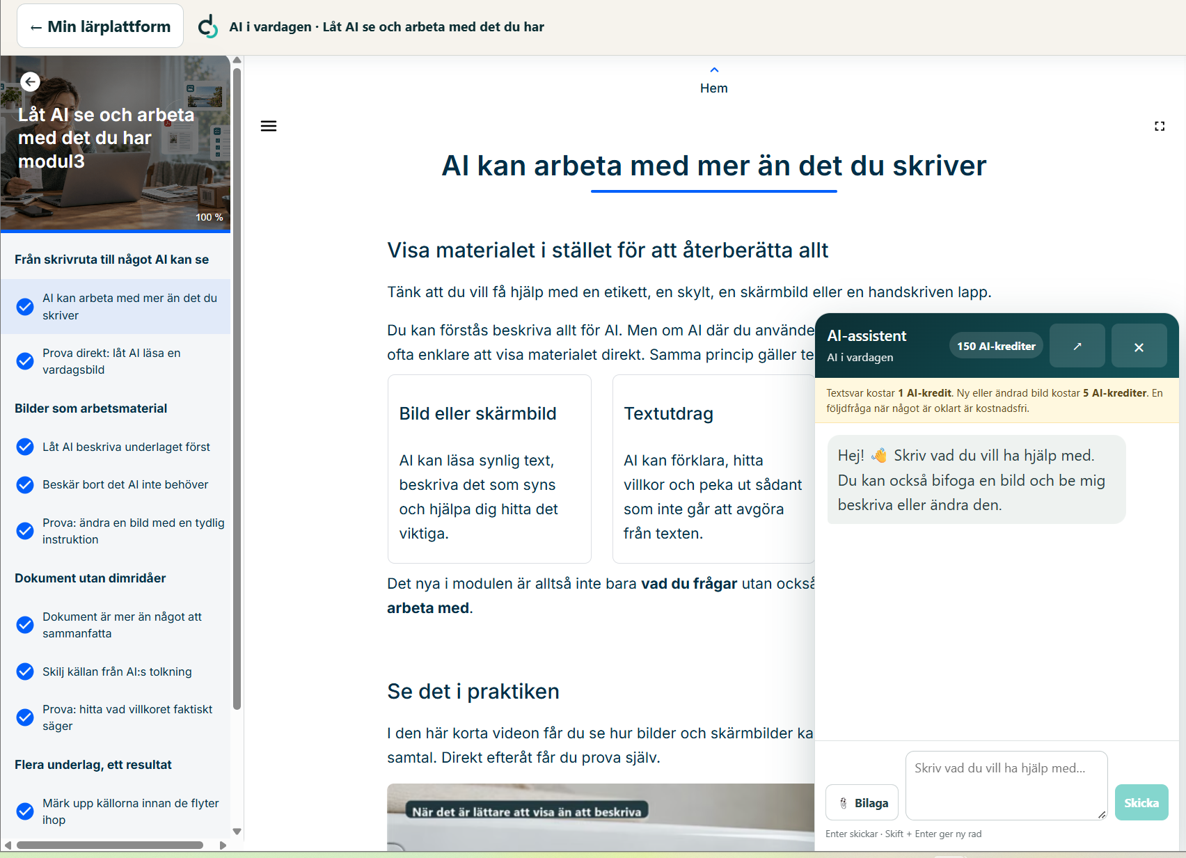 Innehåll i en kursmodul